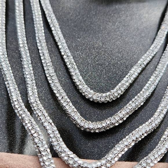 Elegant 4 Strand Silver Layered Necklace - Picture 6 of 17